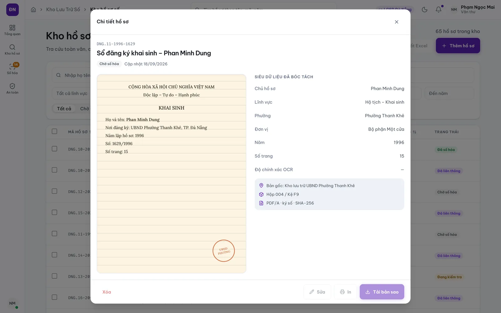 Kho Lưu Trữ Số — clerk locked actions